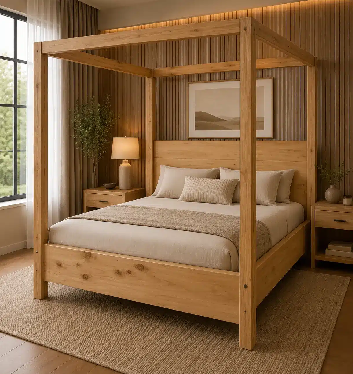 Four Poster Bed – Natural Wood | Double (4x6)
