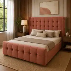 Cube Tufted Bed – Terracotta | King (6x6)