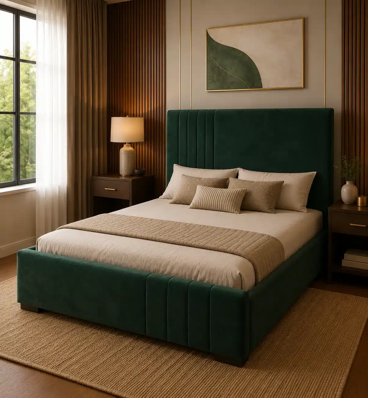 Slim Panel Bed – Forest Green | Queen (5x6)