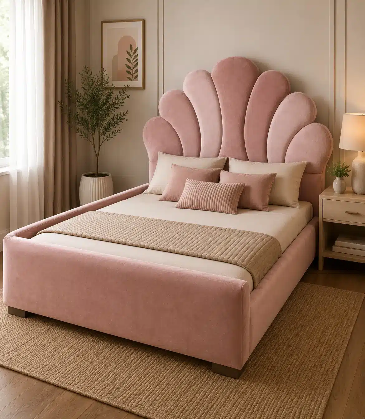 Cube Tufted Bed – Cream Wing | Double (4x6)