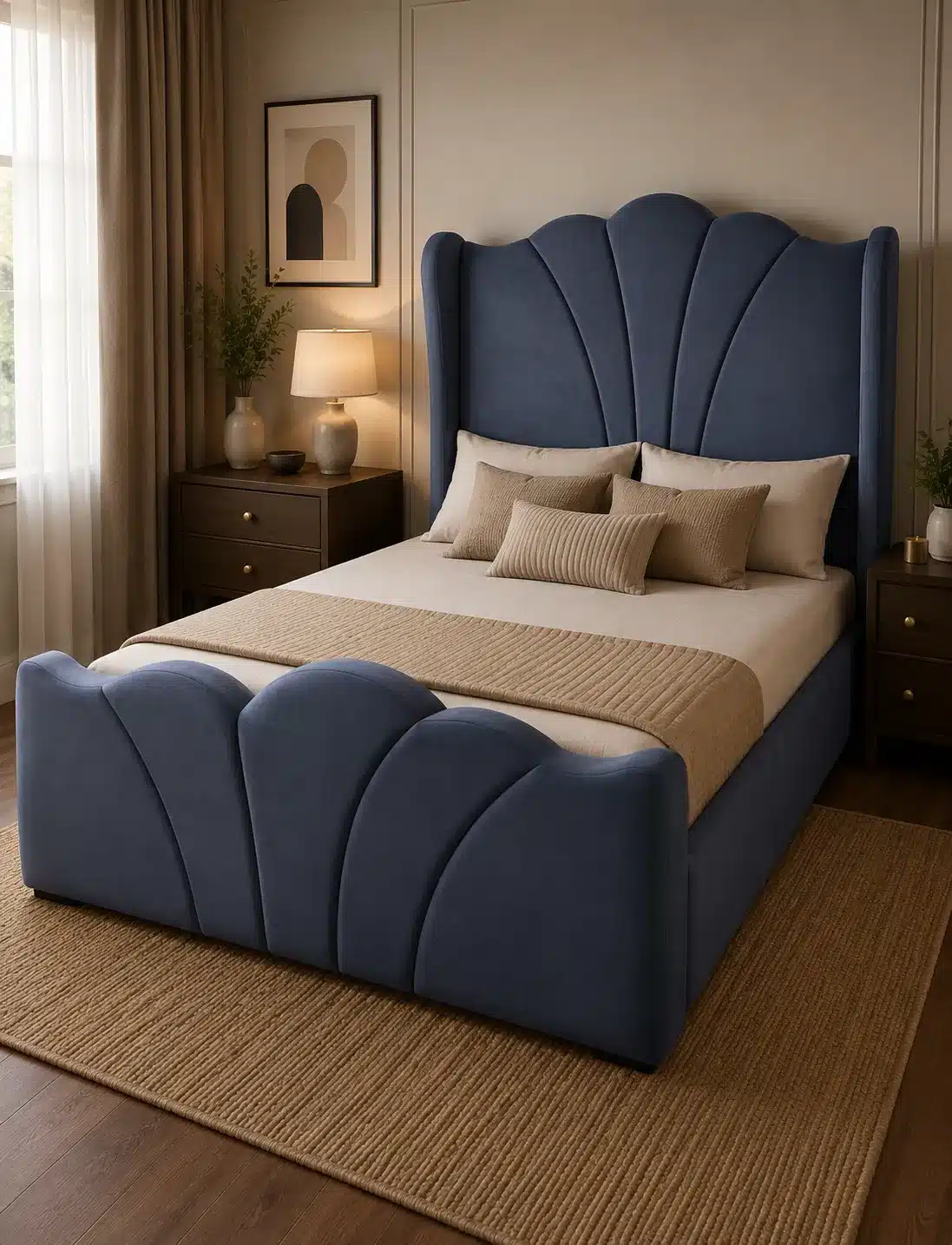 Horizontal Panel Bed – Cream Wing | Double (4x6)