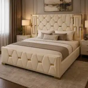 Diamond Tufted Bed – Cream Gold | King (6x6)