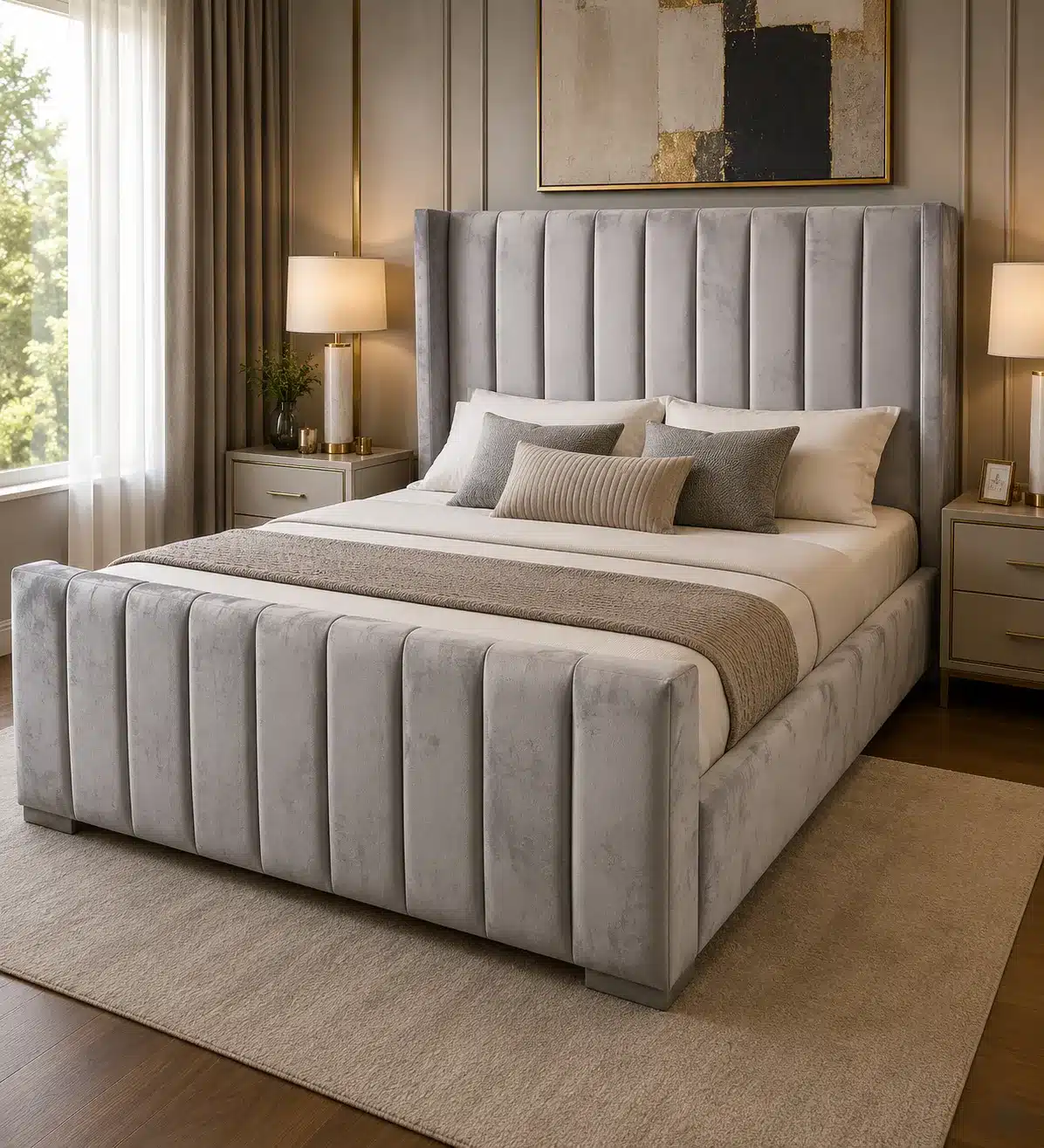 Wing Panel Bed – Silver Grey | Double (4x6)