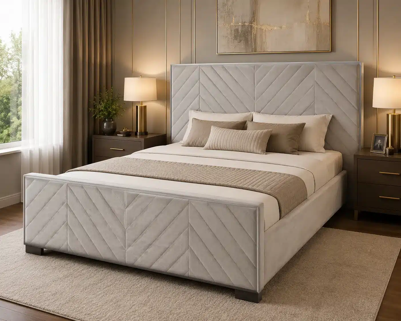 Chevron Bed – Light Grey | Double (4x6)