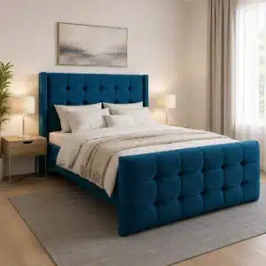 Cube Tufted Bed – Teal Blue | King (6x6)