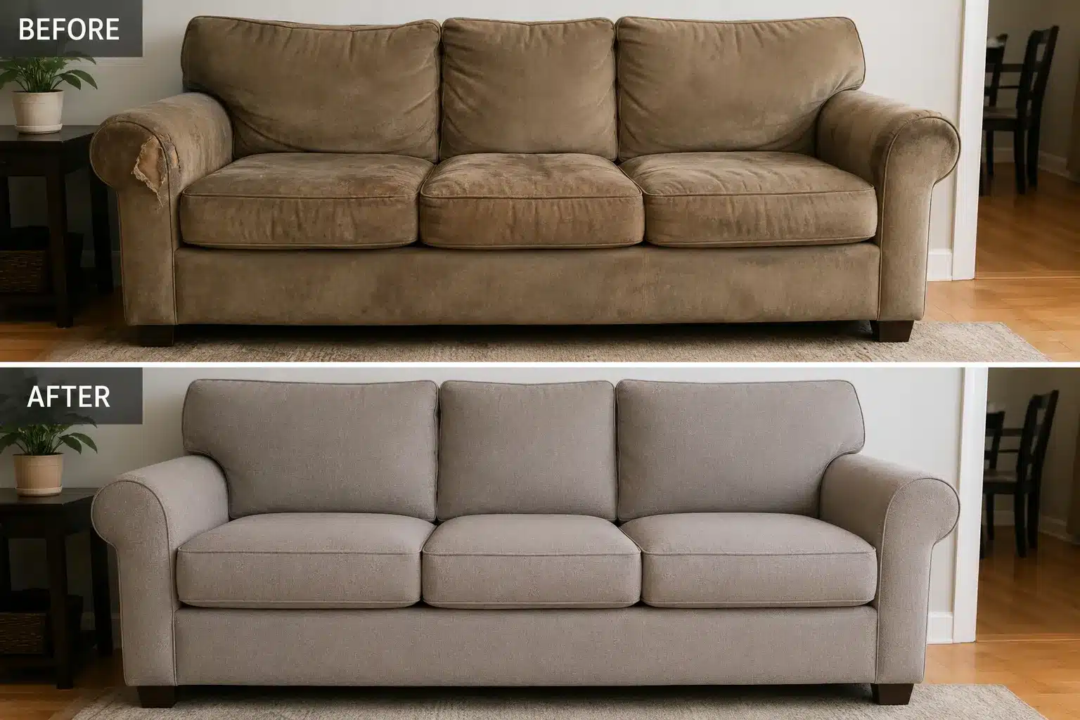 Reupholstered sofa by Samar Interiors