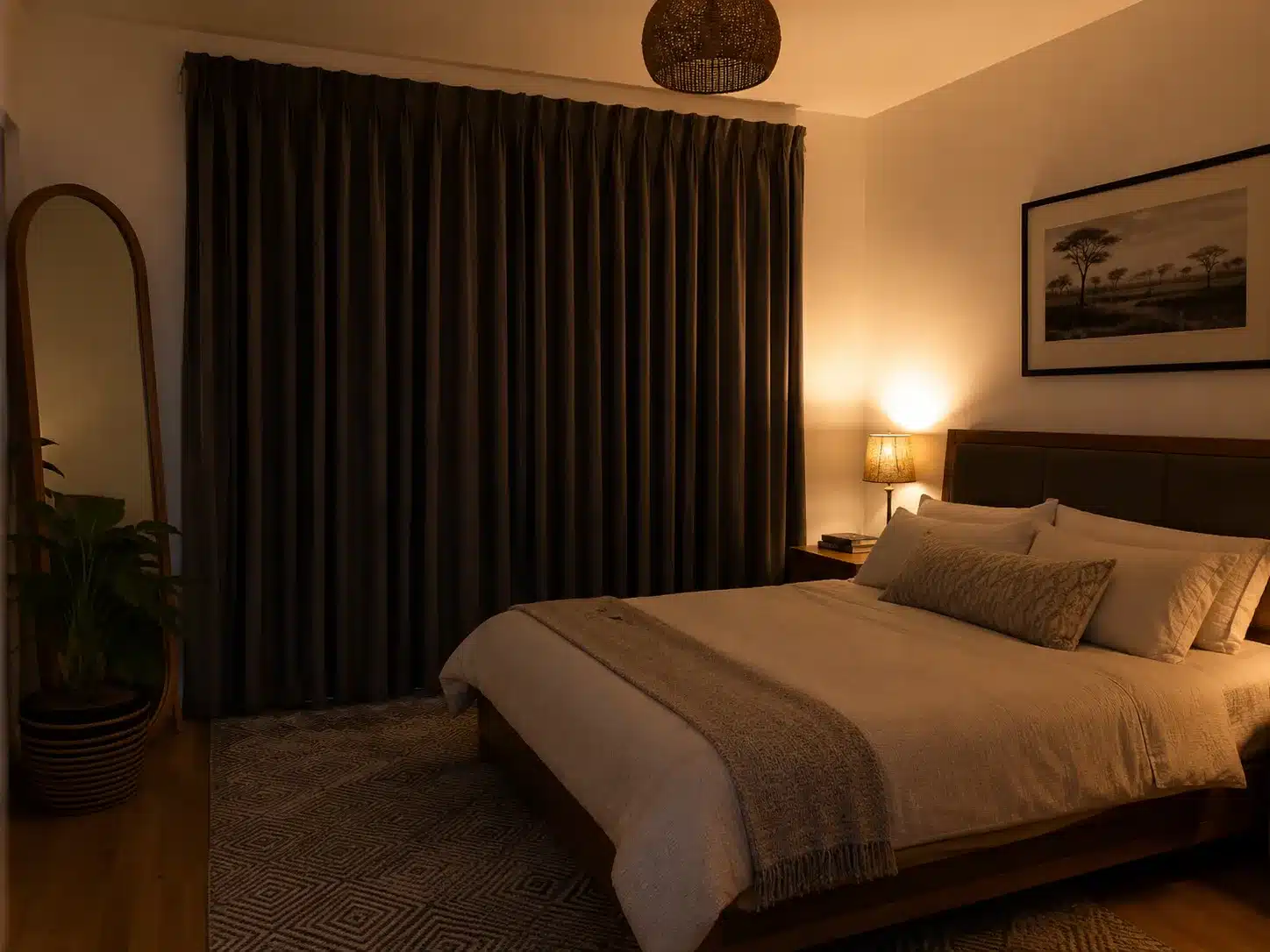 Blackout curtains in a Nairobi bedroom