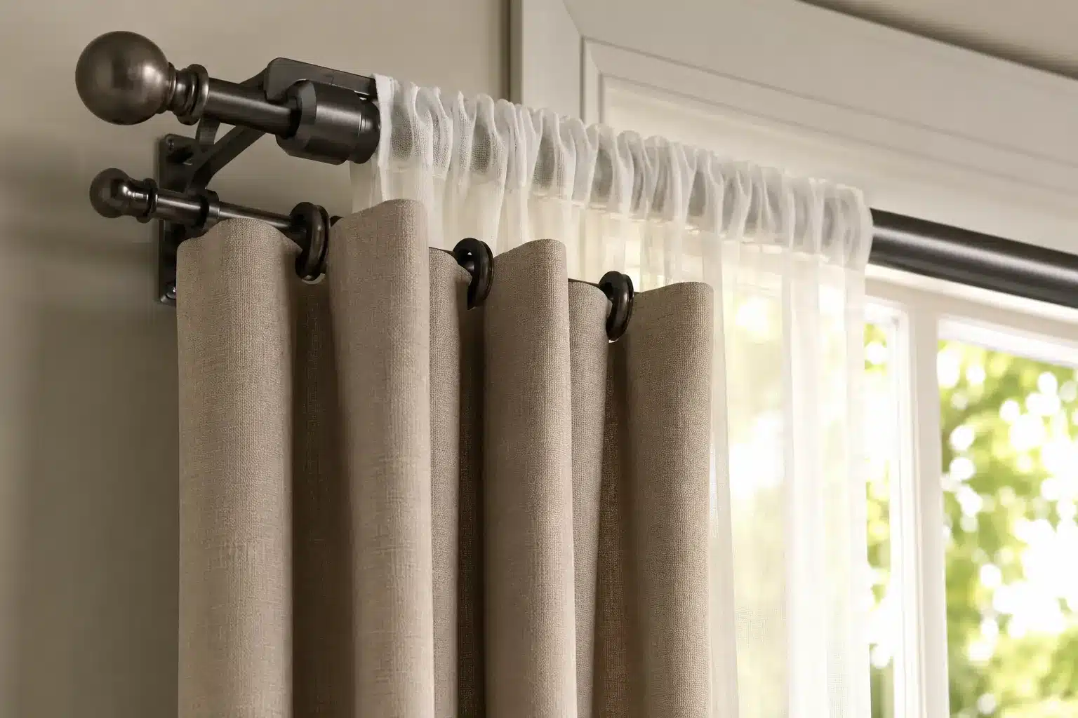 Metal curtain rod in a modern Nairobi living room
