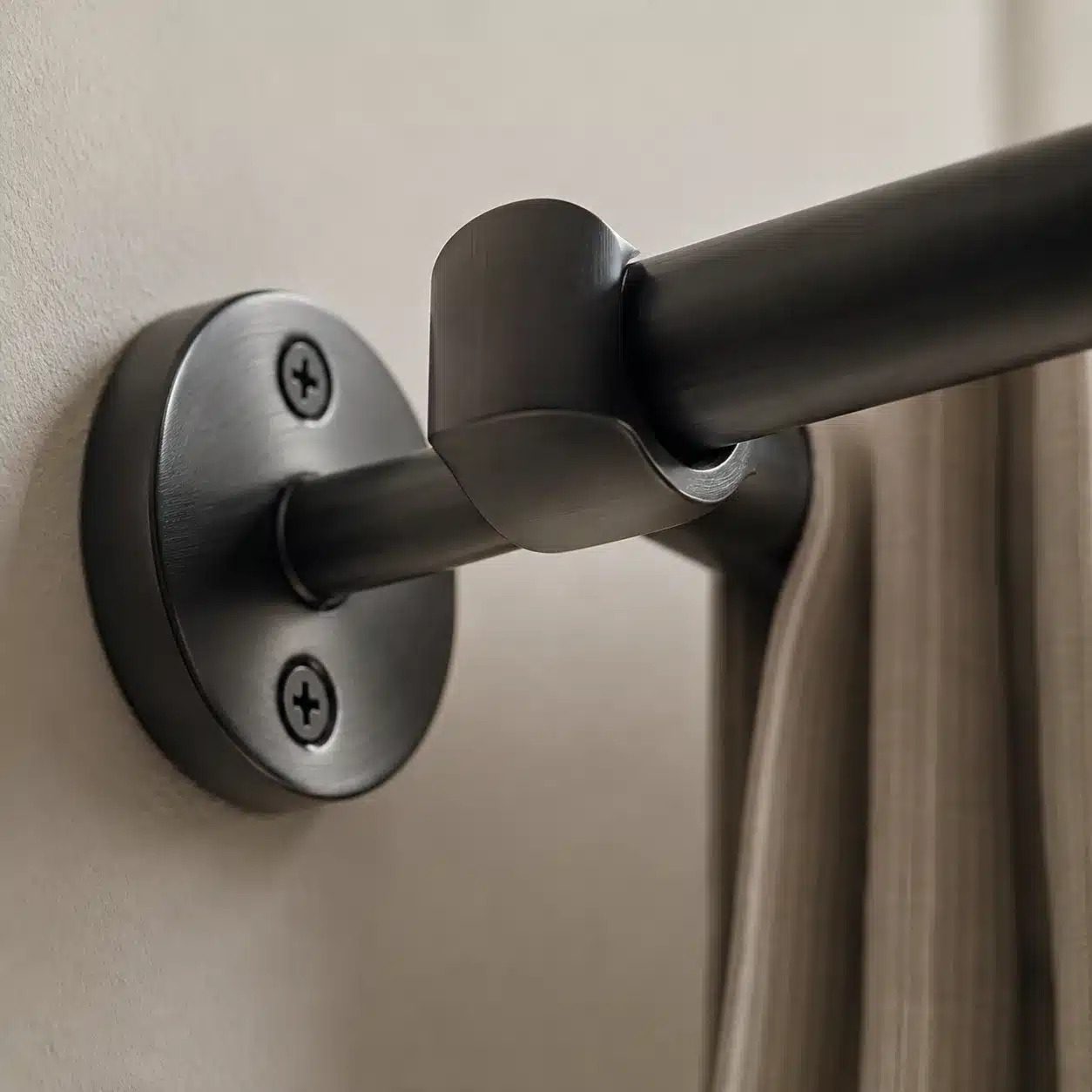 Curtain rod bracket hardware detail