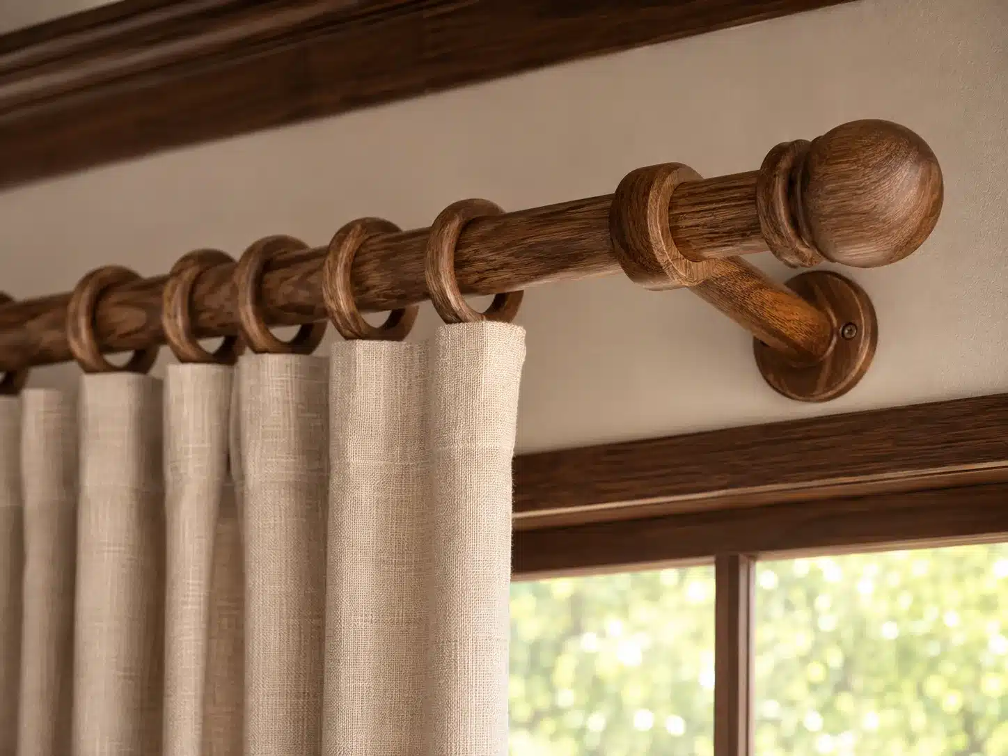 Wooden curtain rod in a Nairobi home